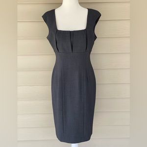 Calvin Klein Sheath Dress Pleated Charcoal Gray Size 6